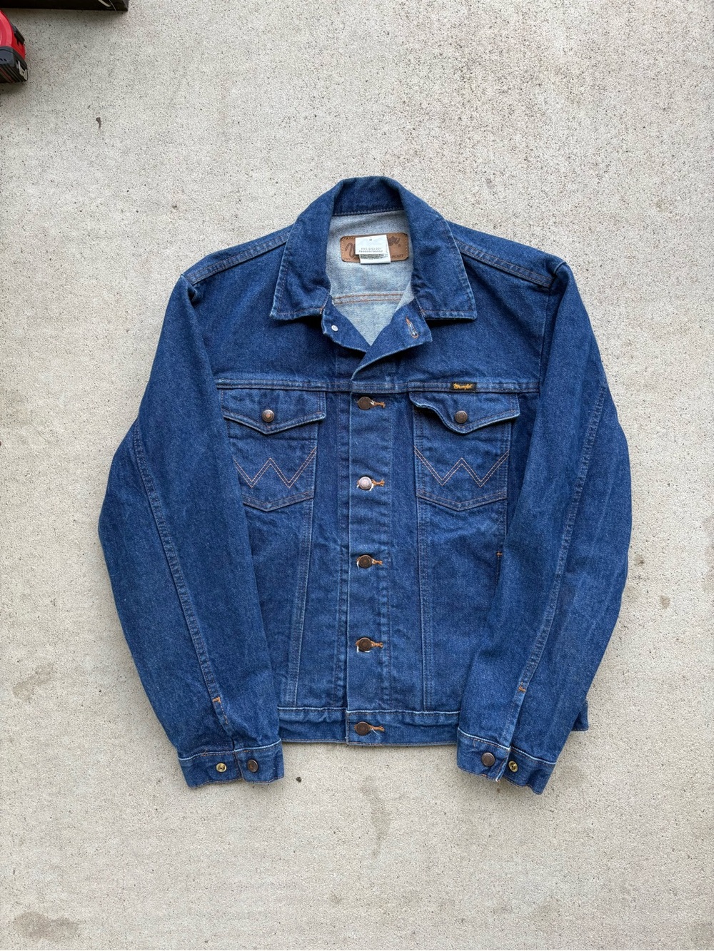 Vintage Wrangler Western Denim Jacket Dark Wash US Fabric 21x26 Medium